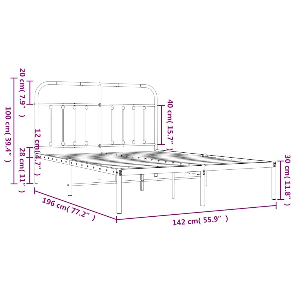 Metal Bed Frame without Mattress with Headboard White 135x190 cm Price