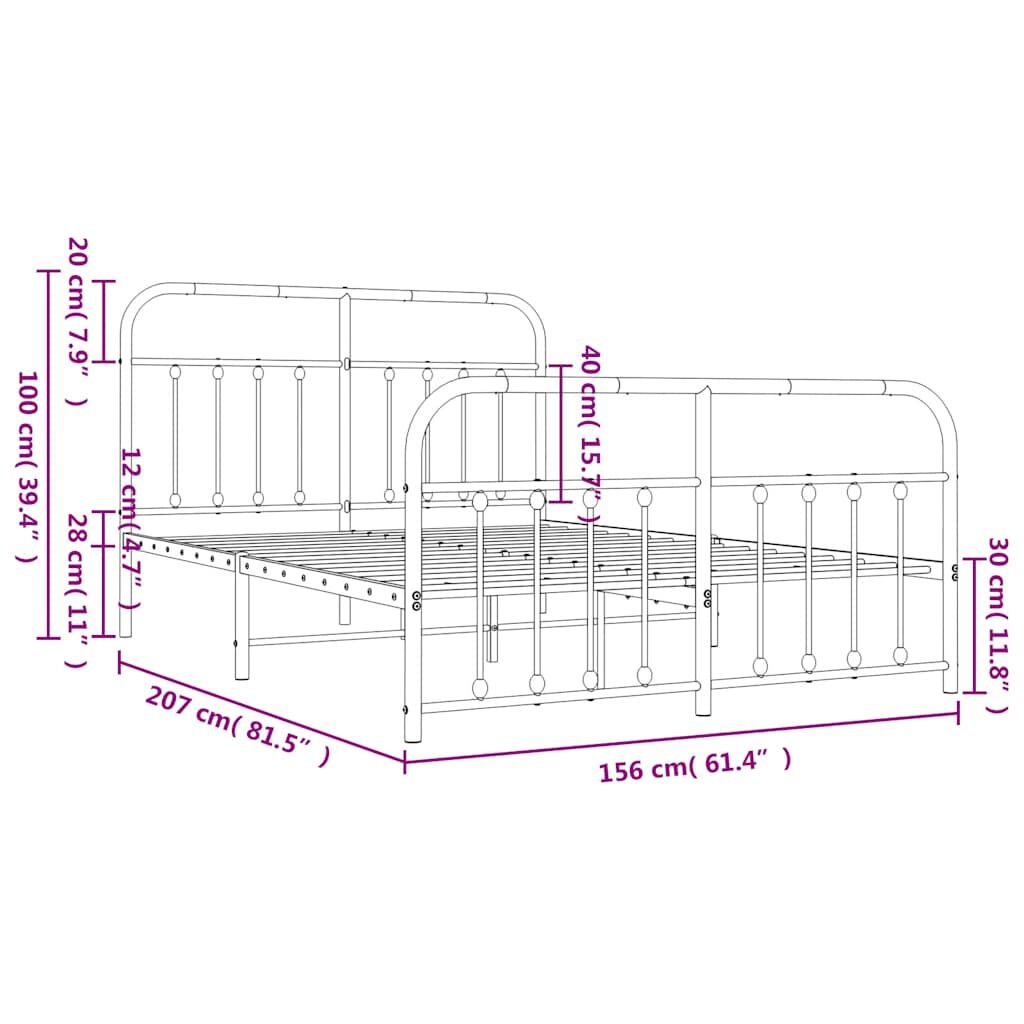 Metal Bed Frame without Mattress with Footboard White 150x200 cm Price