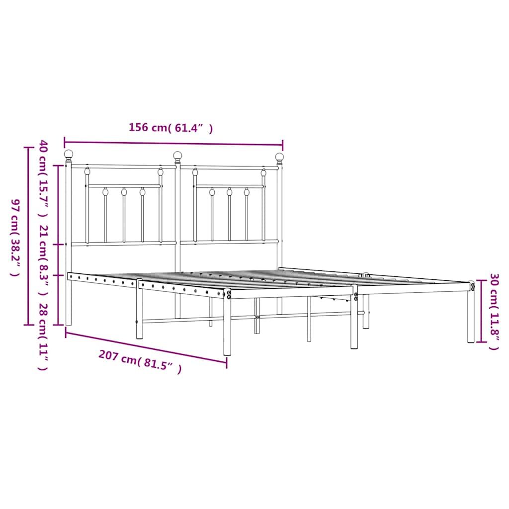 Metal Bed Frame without Mattress with Headboard Black 150x200 cm Price