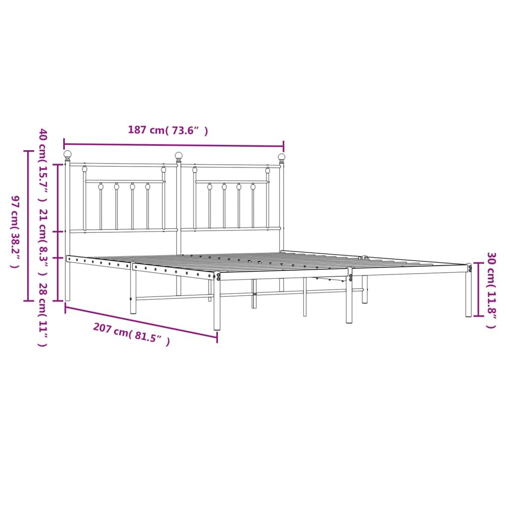 Metal Bed Frame without Mattress with Headboard Black 183x203 cm King Price