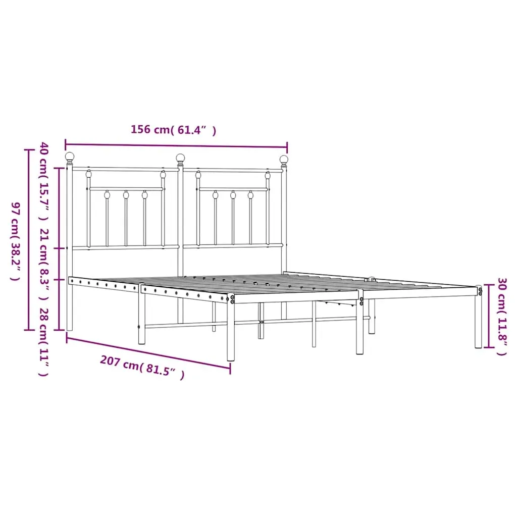 Metal Bed Frame without Mattress with Headboard White 150x200 cm Price
