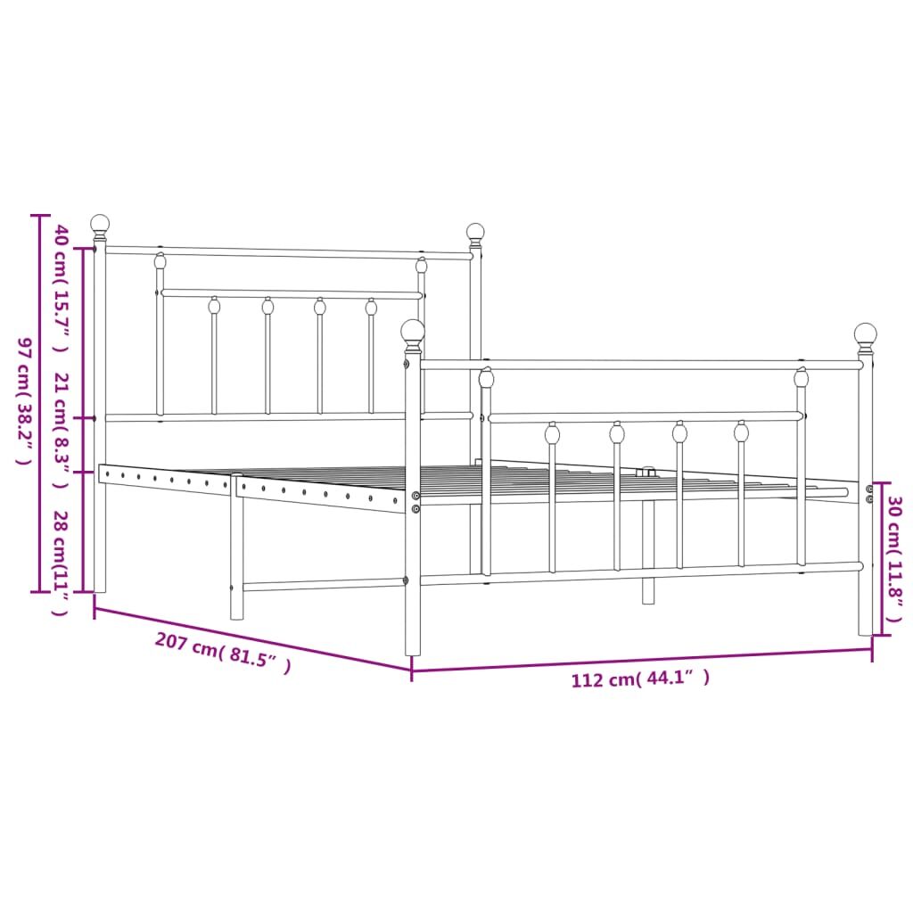 Metal Bed Frame without Mattress with Footboard White 107x203 cm King Single Price