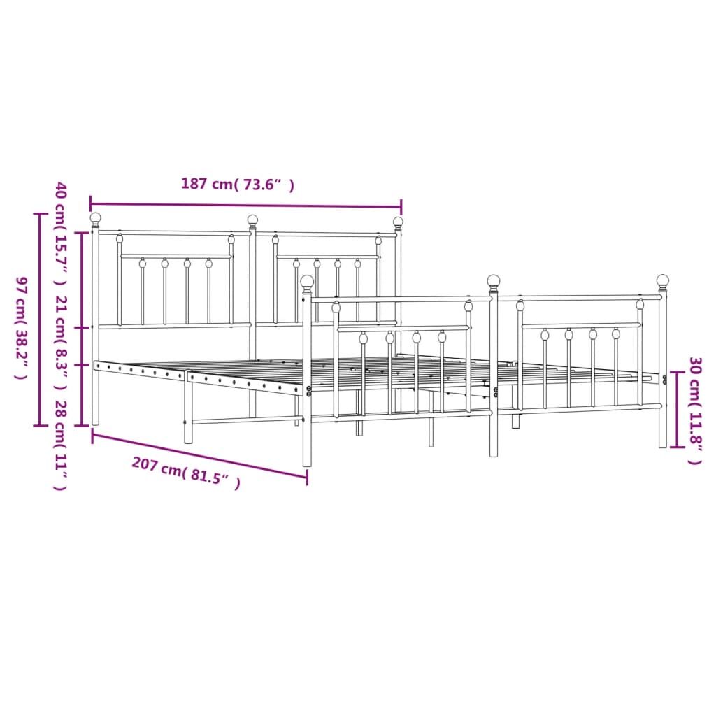 Metal Bed Frame without Mattress with Footboard White 183x203 cm King Price