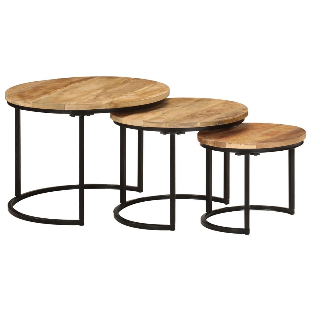 Nesting Tables 3 pcs Solid Rough Wood Mango Price