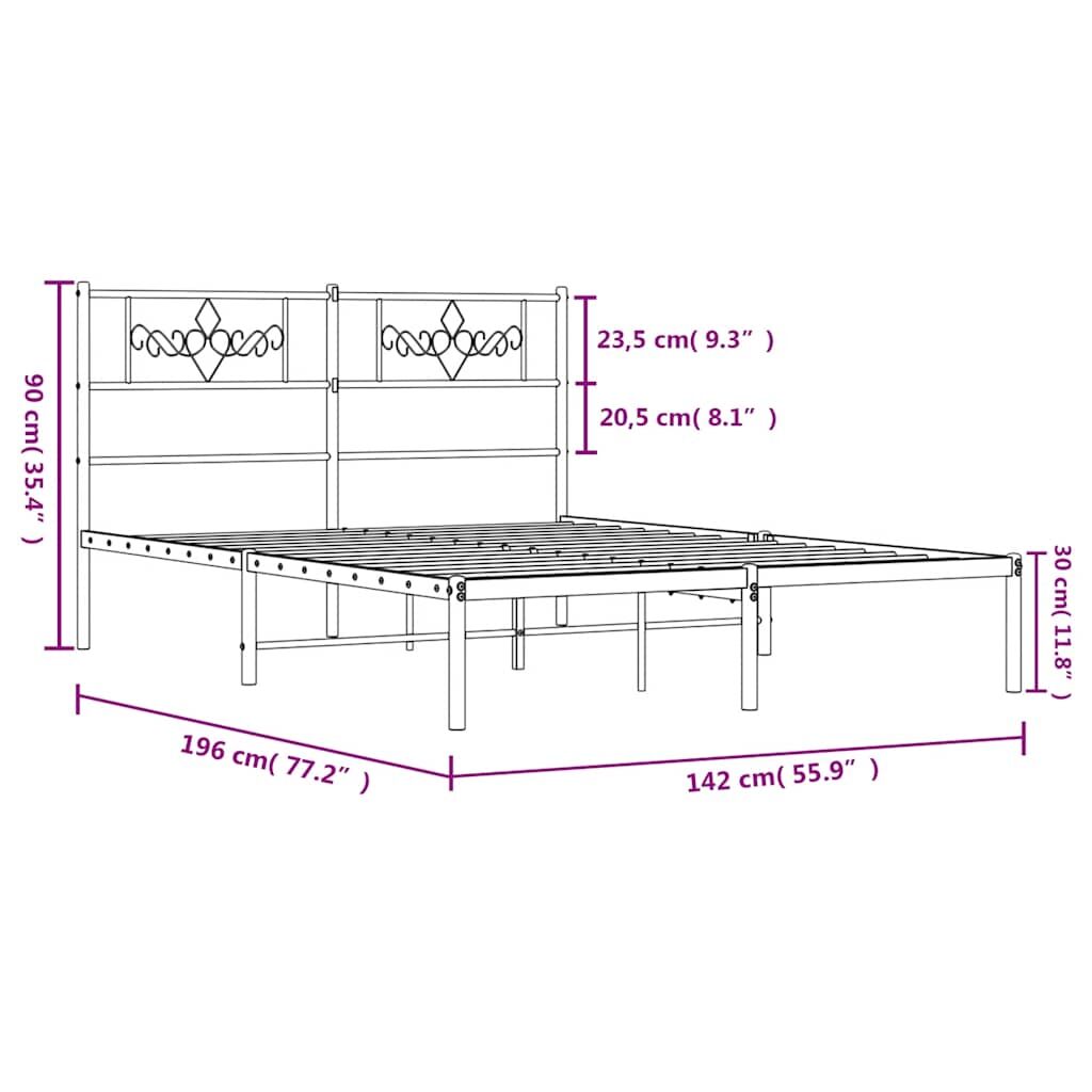 Metal Bed Frame without Mattress with Headboard White 135x190 cm Price