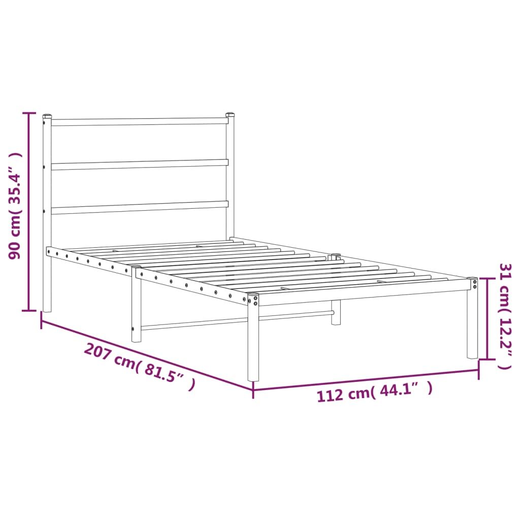 Metal Bed Frame without Mattress with Headboard Black 107x203 cm King Single Price