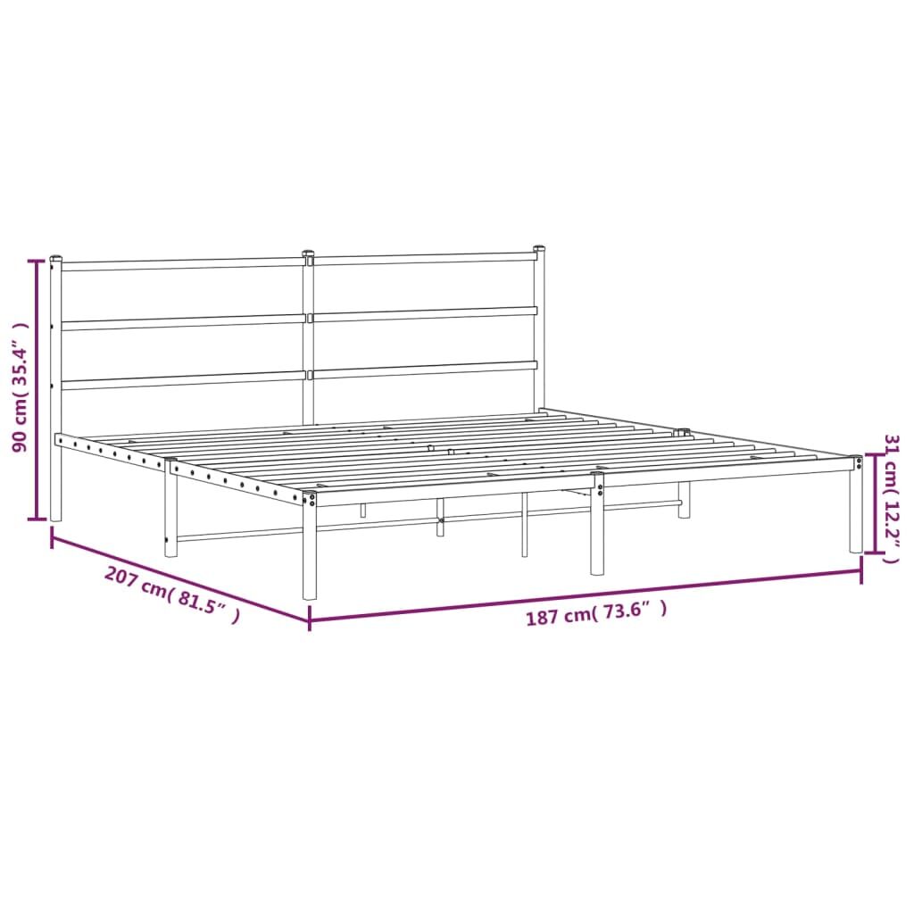 Metal Bed Frame without Mattress with Headboard Black 183x203 cm King Price