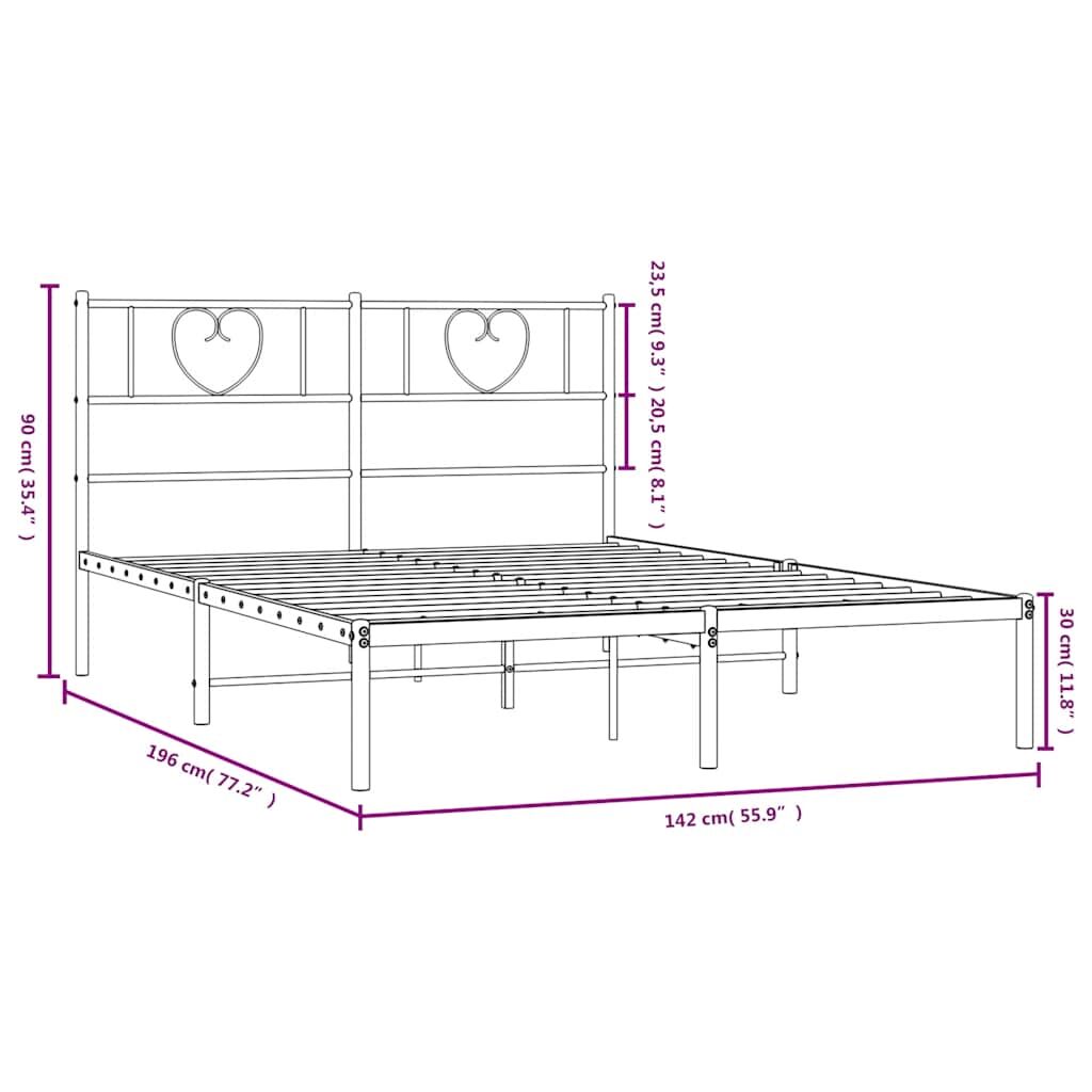 Metal Bed Frame without Mattress with Headboard Black 135x190 cm Price