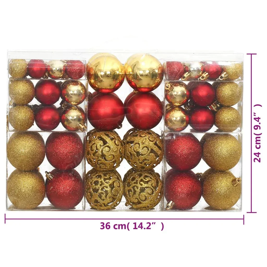 Christmas Baubles 100 pcs Gold and Wine Red 3 / 4 / 6 cm Price