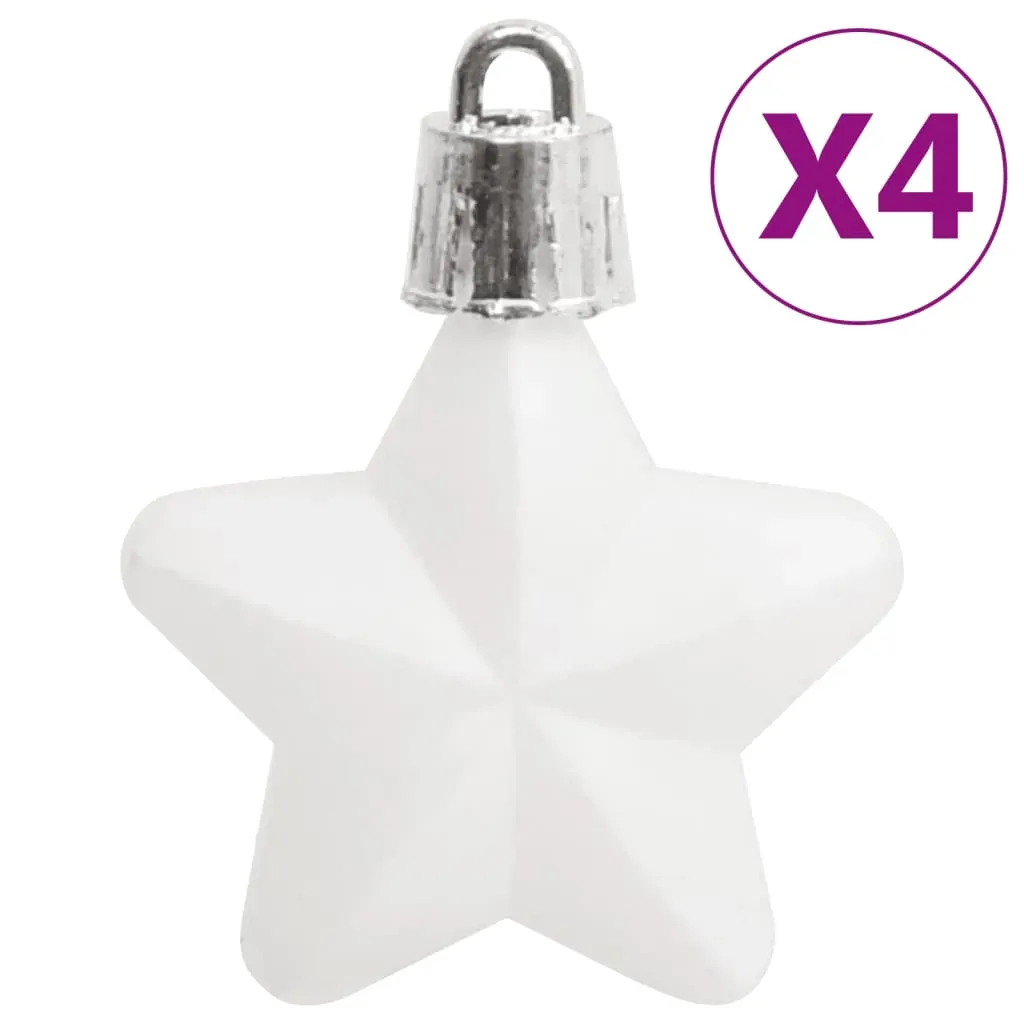 111 Piece Christmas Bauble Set White and Grey Polystyrene Price