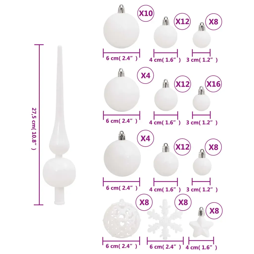 111 Piece Christmas Bauble Set White Polystyrene Price