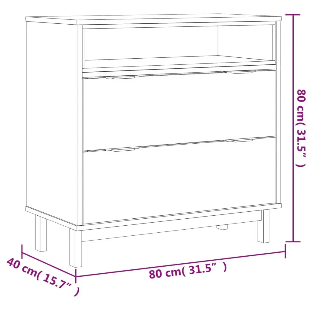 Drawer Cabinet FLAM 80x40x80 cm Solid Wood Pine Price
