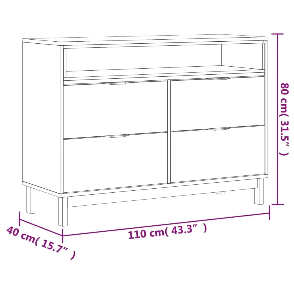 Drawer Cabinet FLAM 110x40x80 cm Solid Wood Pine Price