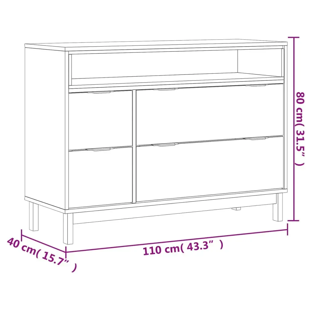 Drawer Cabinet FLAM 110x40x80 cm Solid Wood Pine Price