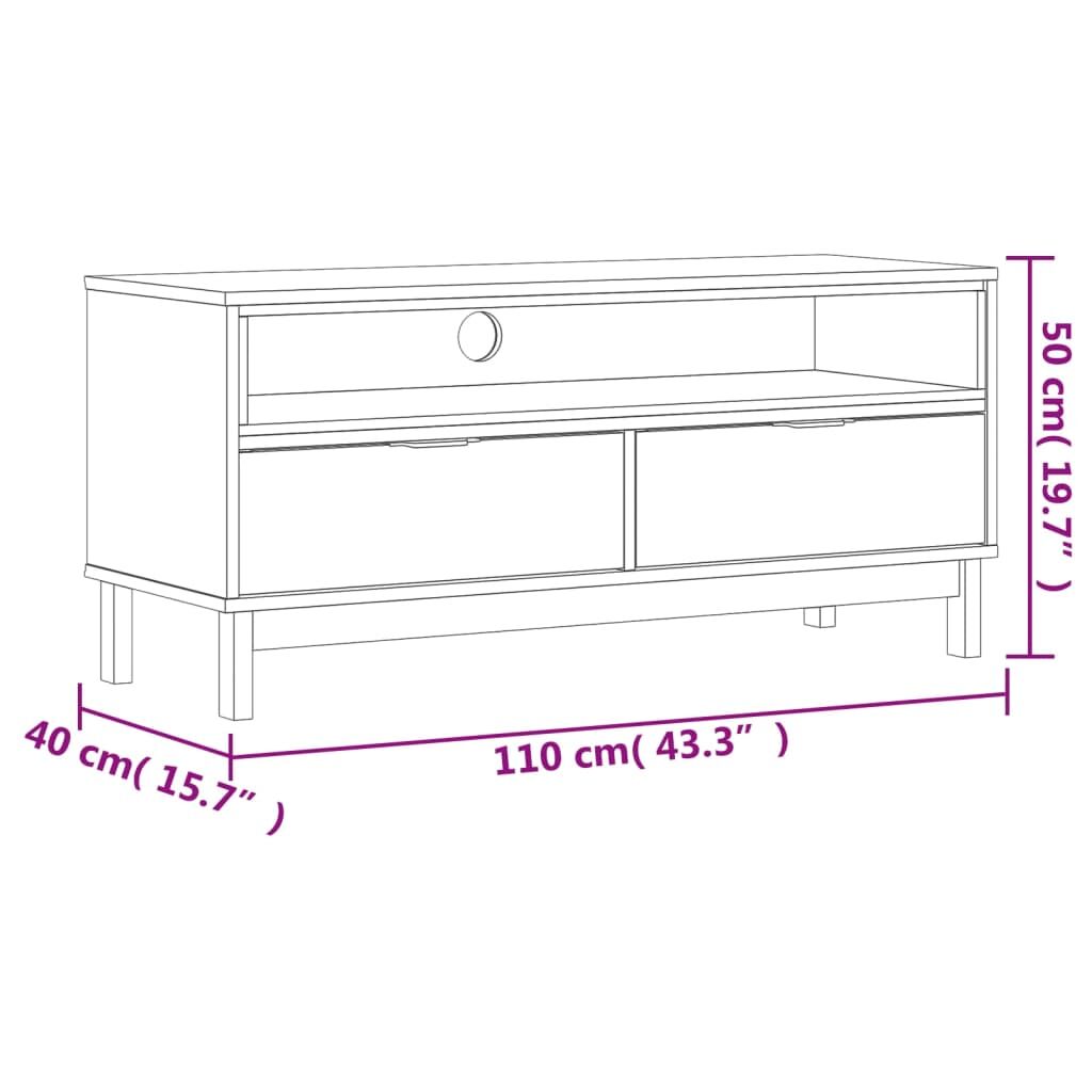 TV Cabinet FLAM 110x40x50 cm Solid Wood Pine Price