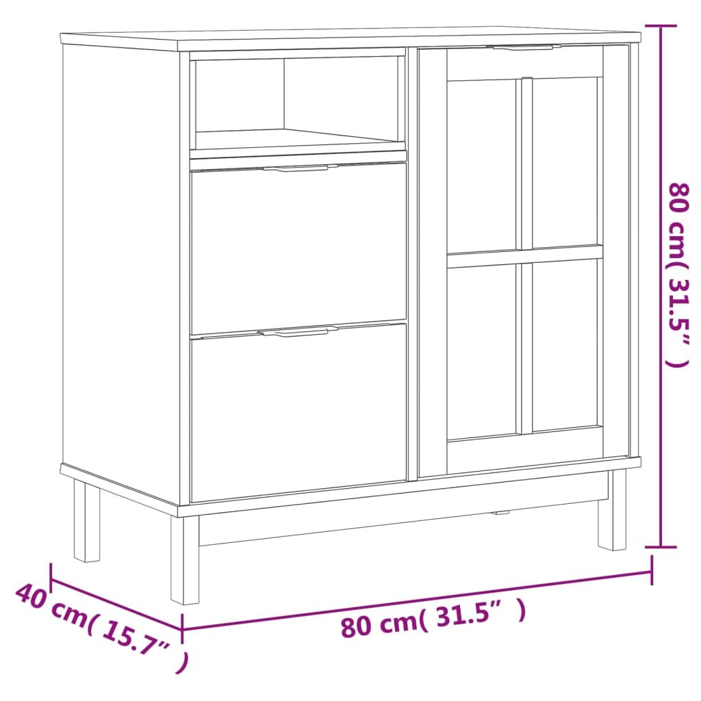 Sideboard with Glass Door FLAM 80x40x80 cm Solid Wood Pine Price