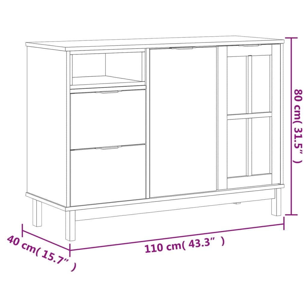 Sideboard with Glass Door FLAM 110x40x80 cm Solid Wood Pine Price