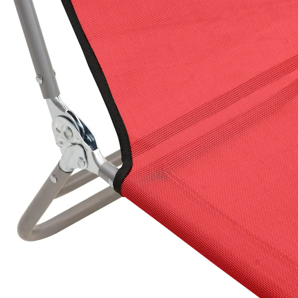 Folding Sun Loungers 2 pcs Red Textilene and Steel Price