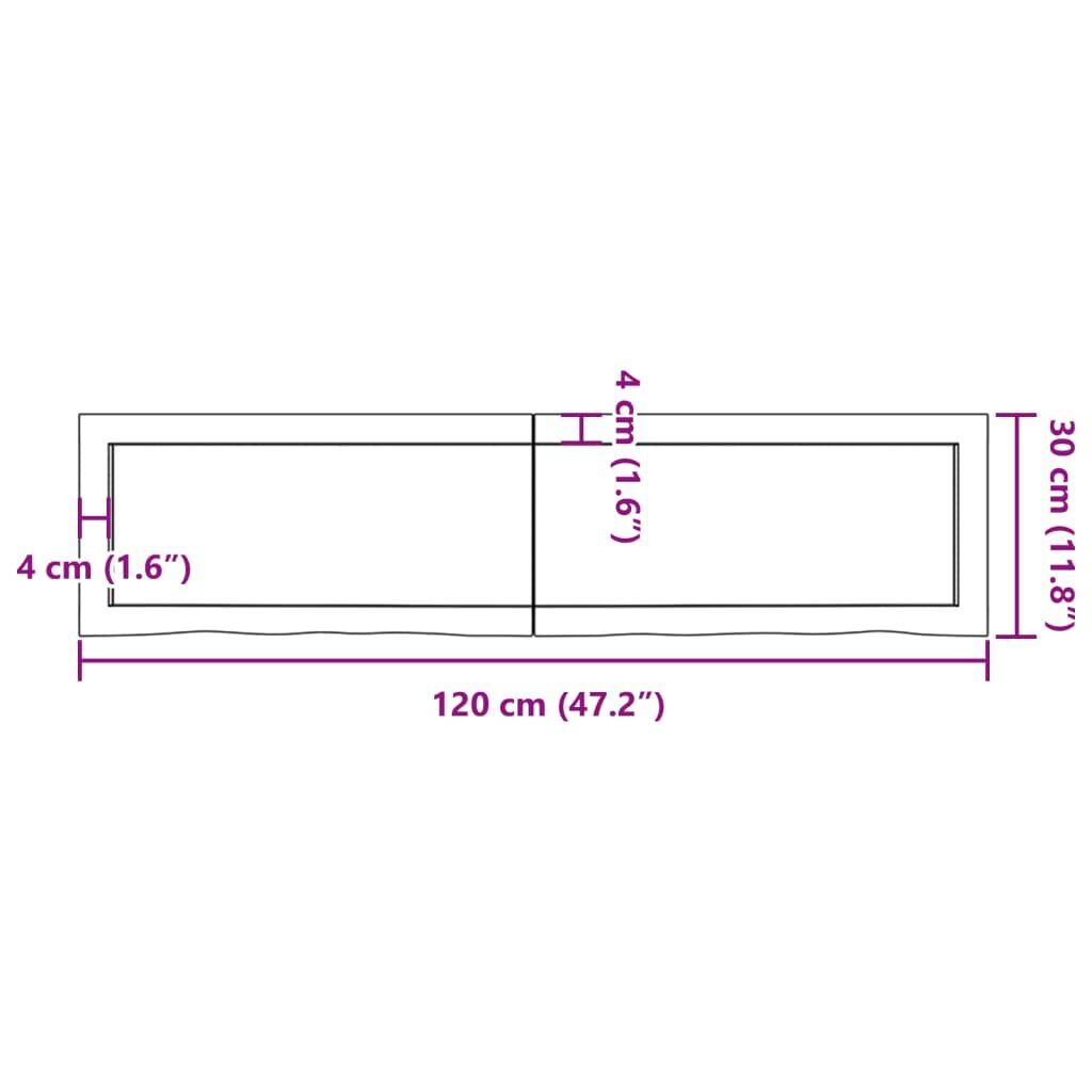 Wall Shelf Light Brown 120x30x(2-4) cm Treated Solid Wood Oak Price