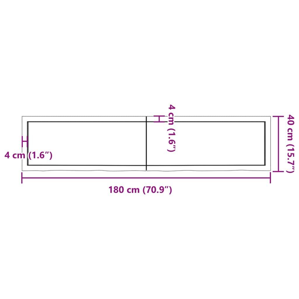 Wall Shelf Light Brown 180x40x(2-4) cm Treated Solid Wood Oak Price