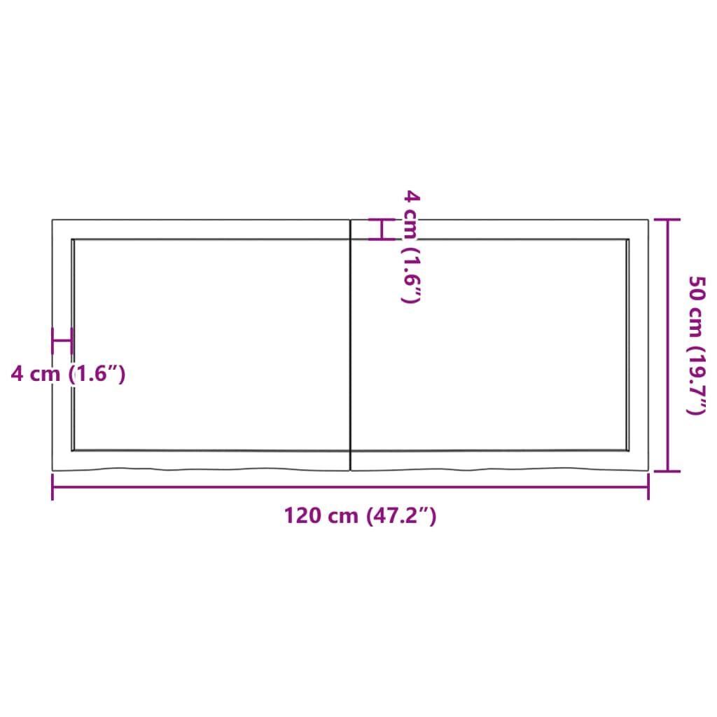 Wall Shelf Dark Brown 120x50x(2-4) cm Treated Solid Wood Oak Price