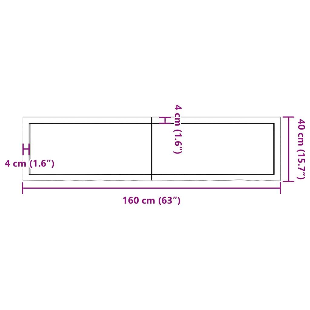 Wall Shelf Dark Brown 160x40x(2-4) cm Treated Solid Wood Oak Price