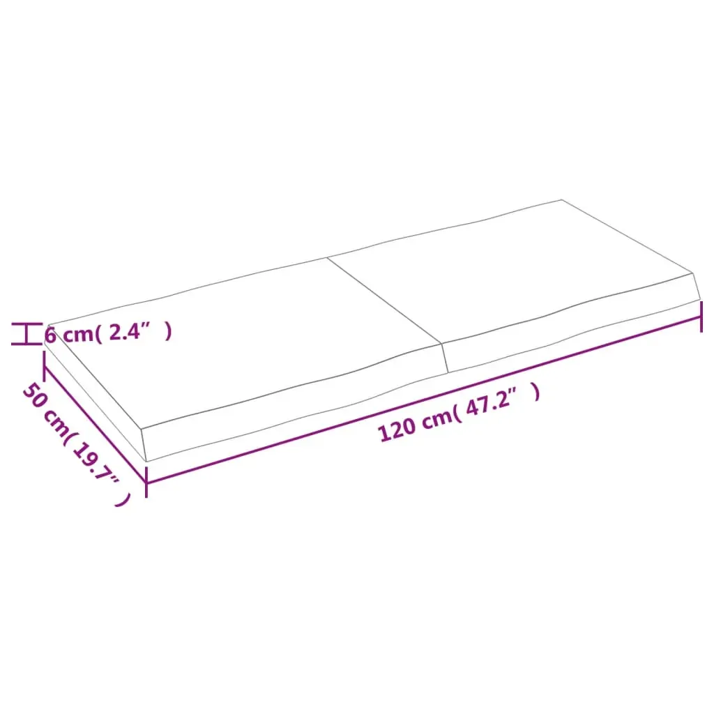 Table Top Light Brown 120x50x(2-6)cm Treated Solid Wood Live Edge Price