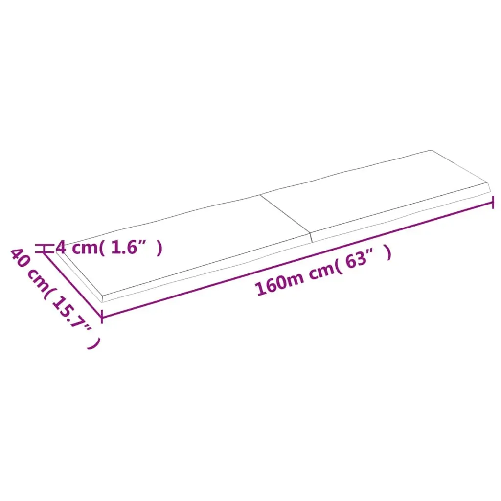 Table Top Light Brown 160x40x(2-4)cm Treated Solid Wood Live Edge Price