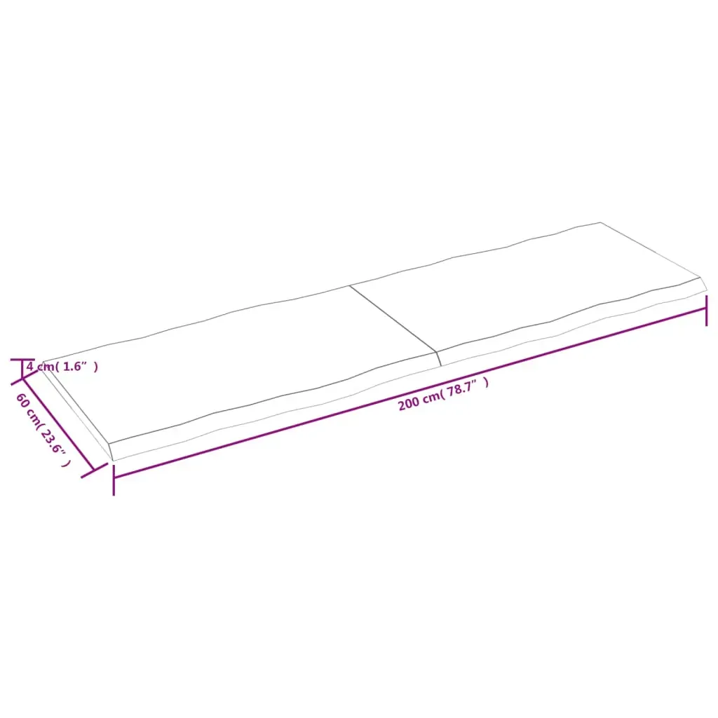 Table Top Light Brown 200x60x(2-4)cm Treated Solid Wood Live Edge Price