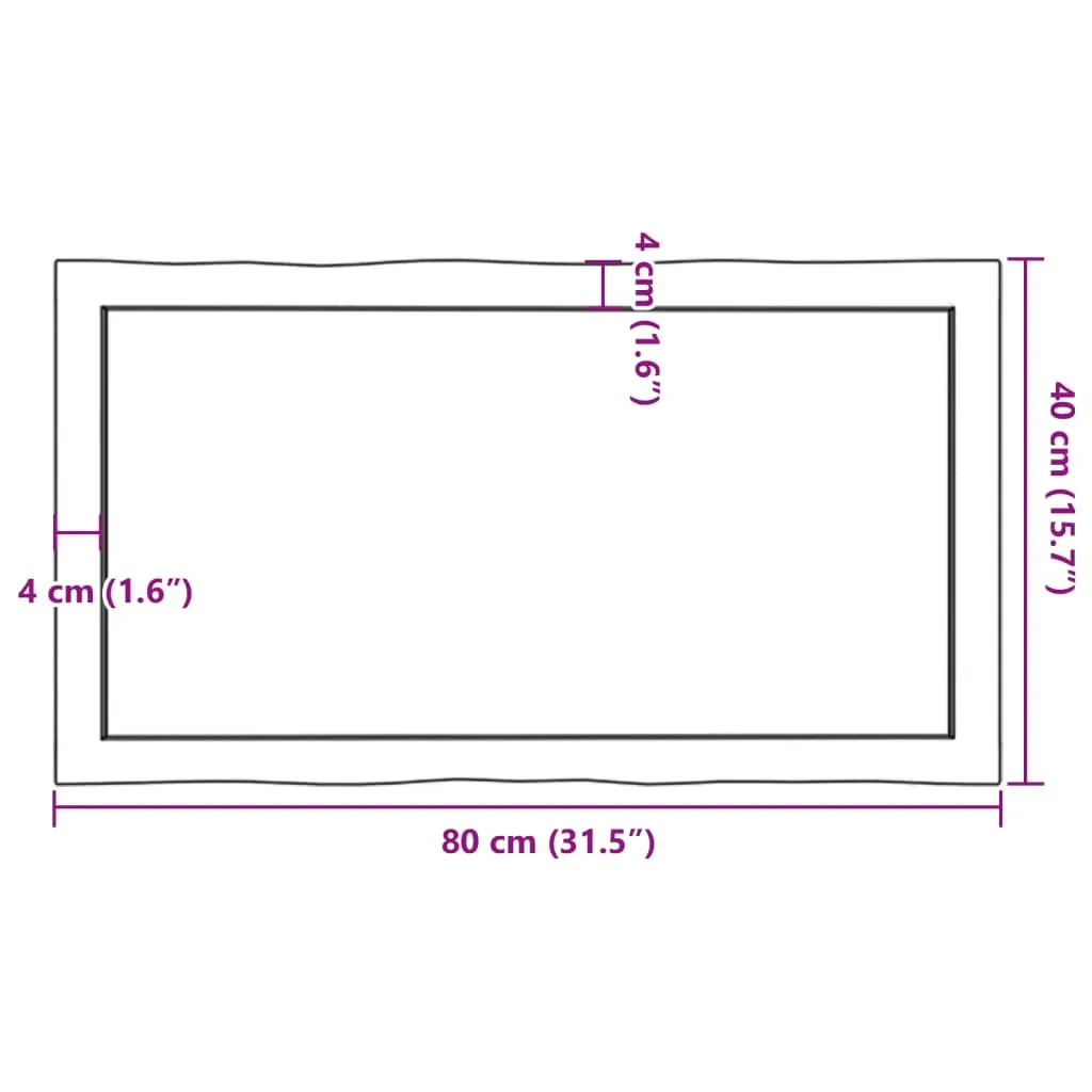 Table Top Dark Brown 80x40x(2-4) cm Treated Solid Wood Live Edge Price