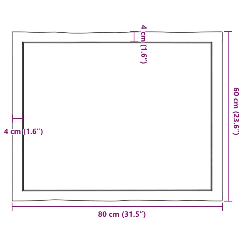 Table Top Dark Brown 80x60x(2-4) cm Treated Solid Wood Live Edge Price