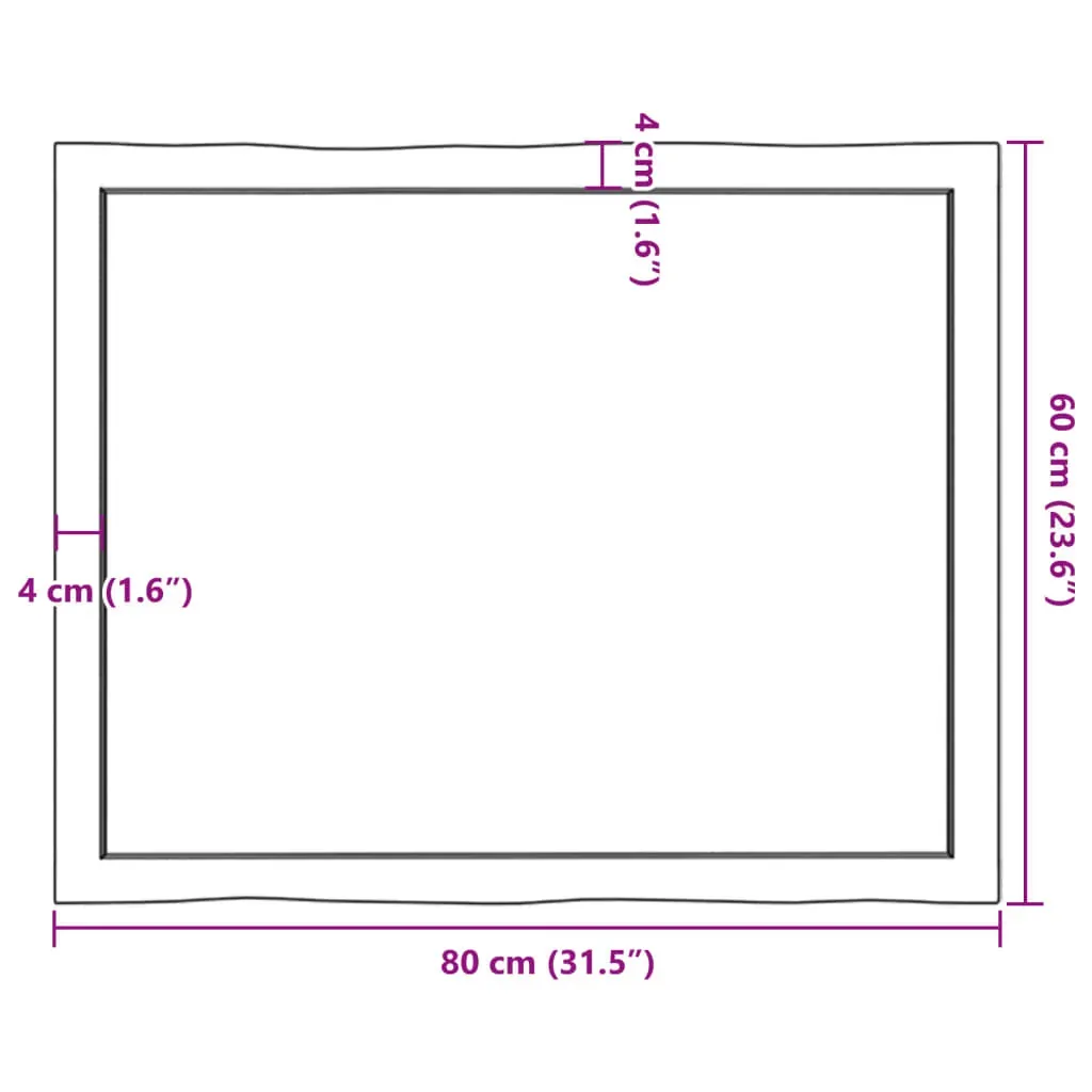 Table Top Dark Brown 80x60x(2-6) cm Treated Solid Wood Live Edge Price
