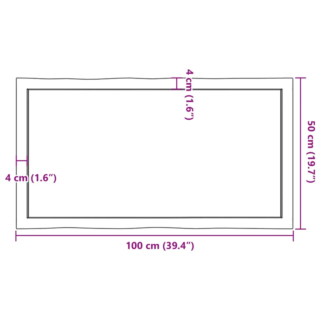 Table Top Dark Brown 100x50x(2-4) cm Treated Solid Wood Live Edge Price