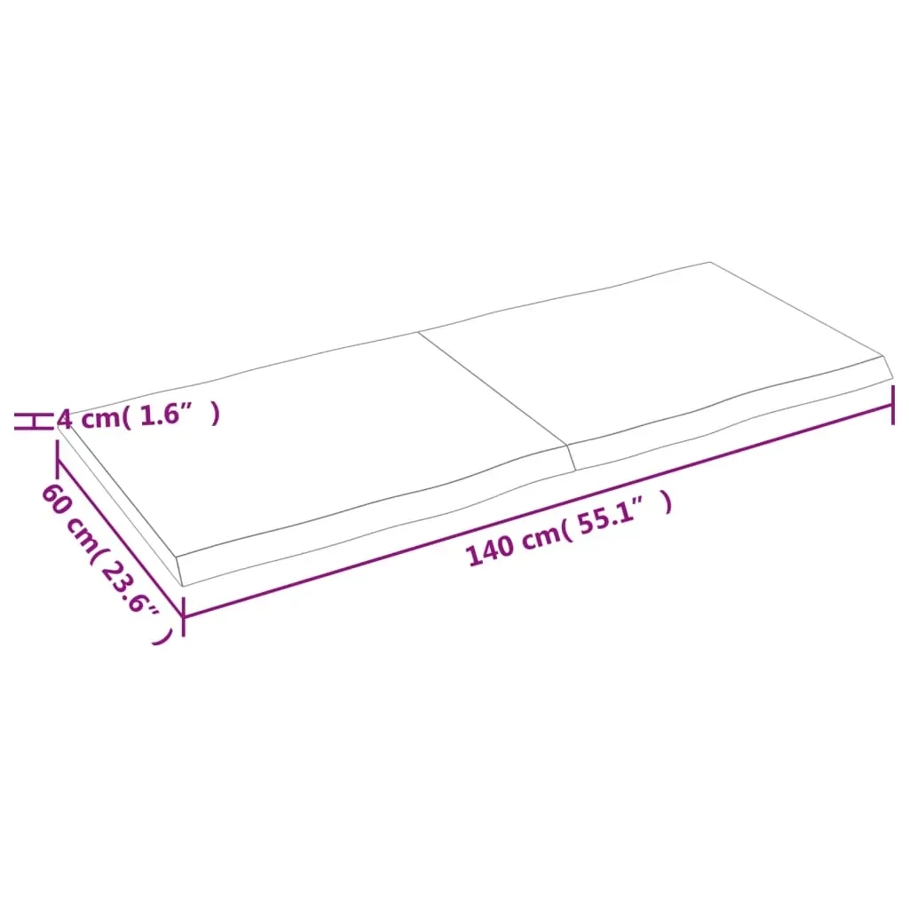 Table Top Dark Brown 140x60x(2-4) cm Treated Solid Wood Live Edge Price