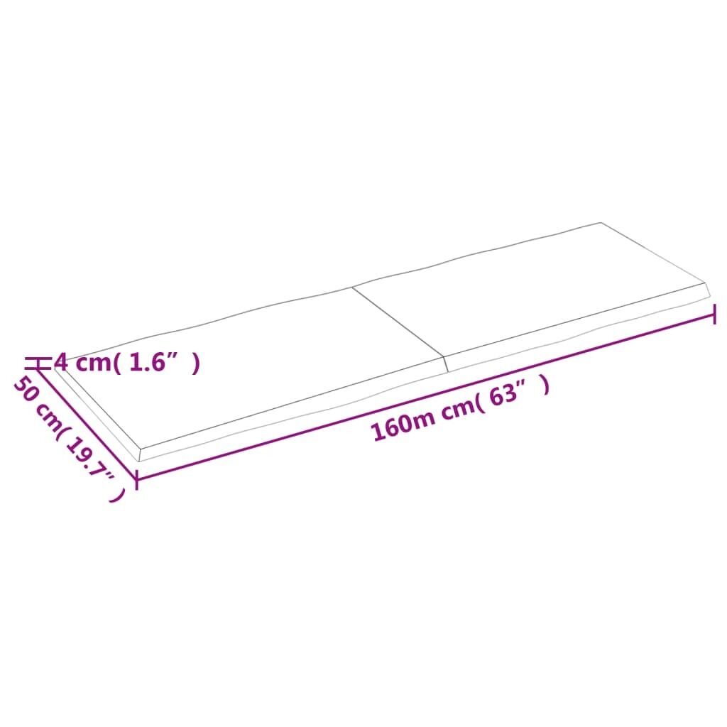 Table Top Dark Brown 160x50x(2-4) cm Treated Solid Wood Live Edge Price