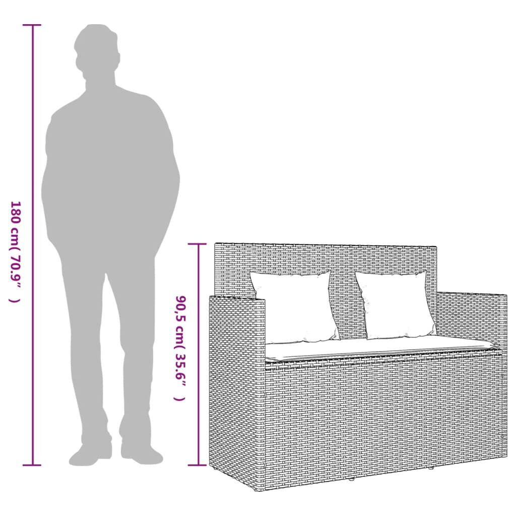 Garden Bench with Cushions Black Poly Rattan Price