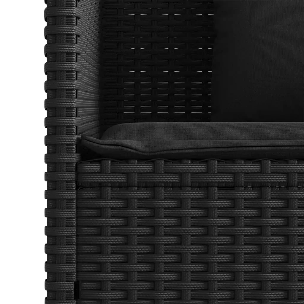 Garden Bench with Cushions Black Poly Rattan Price