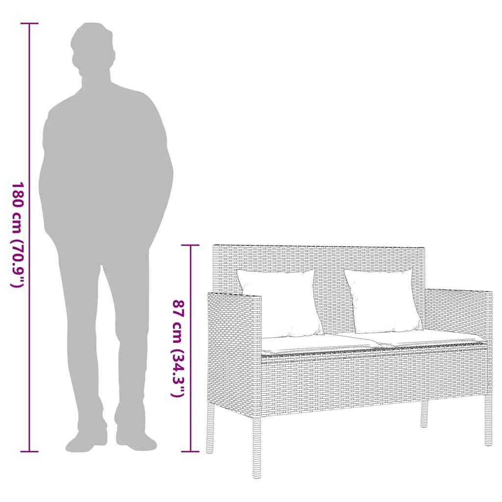 Garden Bench with Cushions Black Poly Rattan Price
