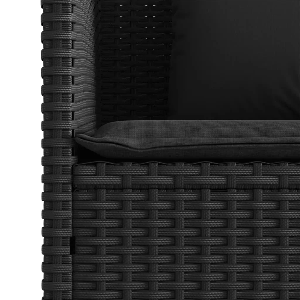 Garden Bench with Cushions Black Poly Rattan Price
