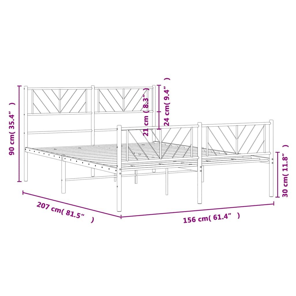 Metal Bed Frame without Mattress with Footboard Black 150x200 cm Price