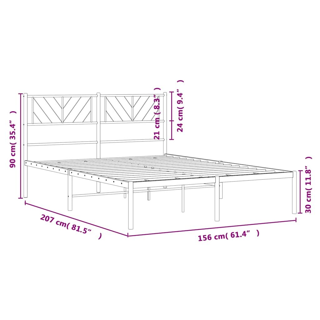 Metal Bed Frame without Mattress with Headboard White 150x200 cm Price