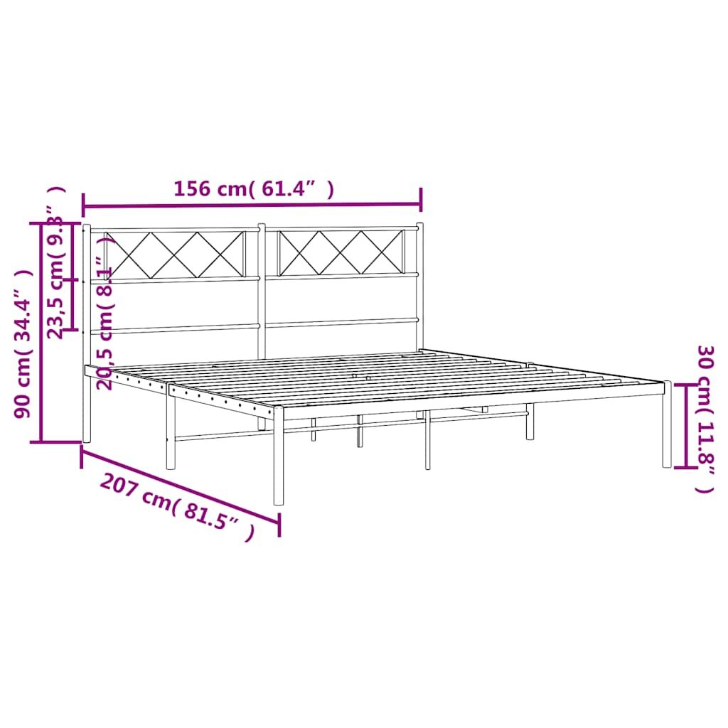 Metal Bed Frame without Mattress with Headboard Black 150x200 cm Price