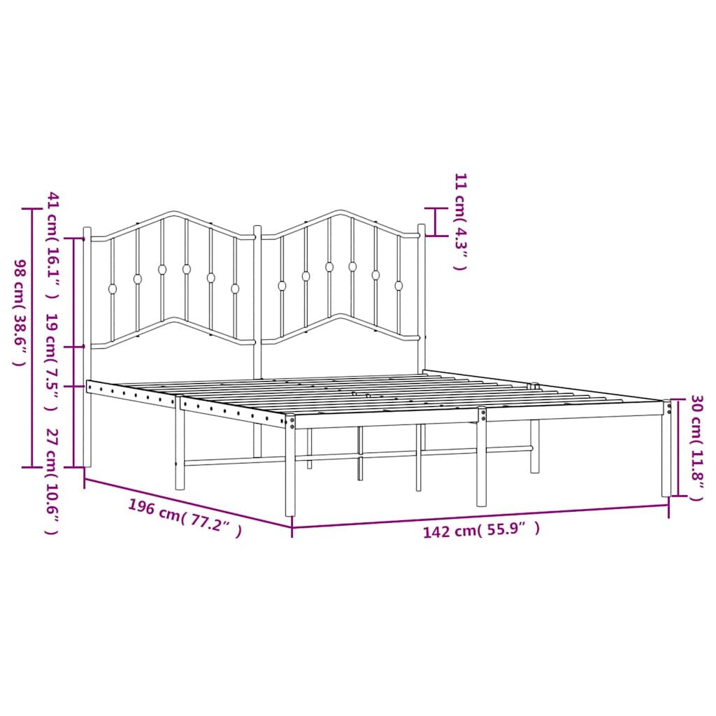 Metal Bed Frame without Mattress with Headboard Black 135x190 cm Price