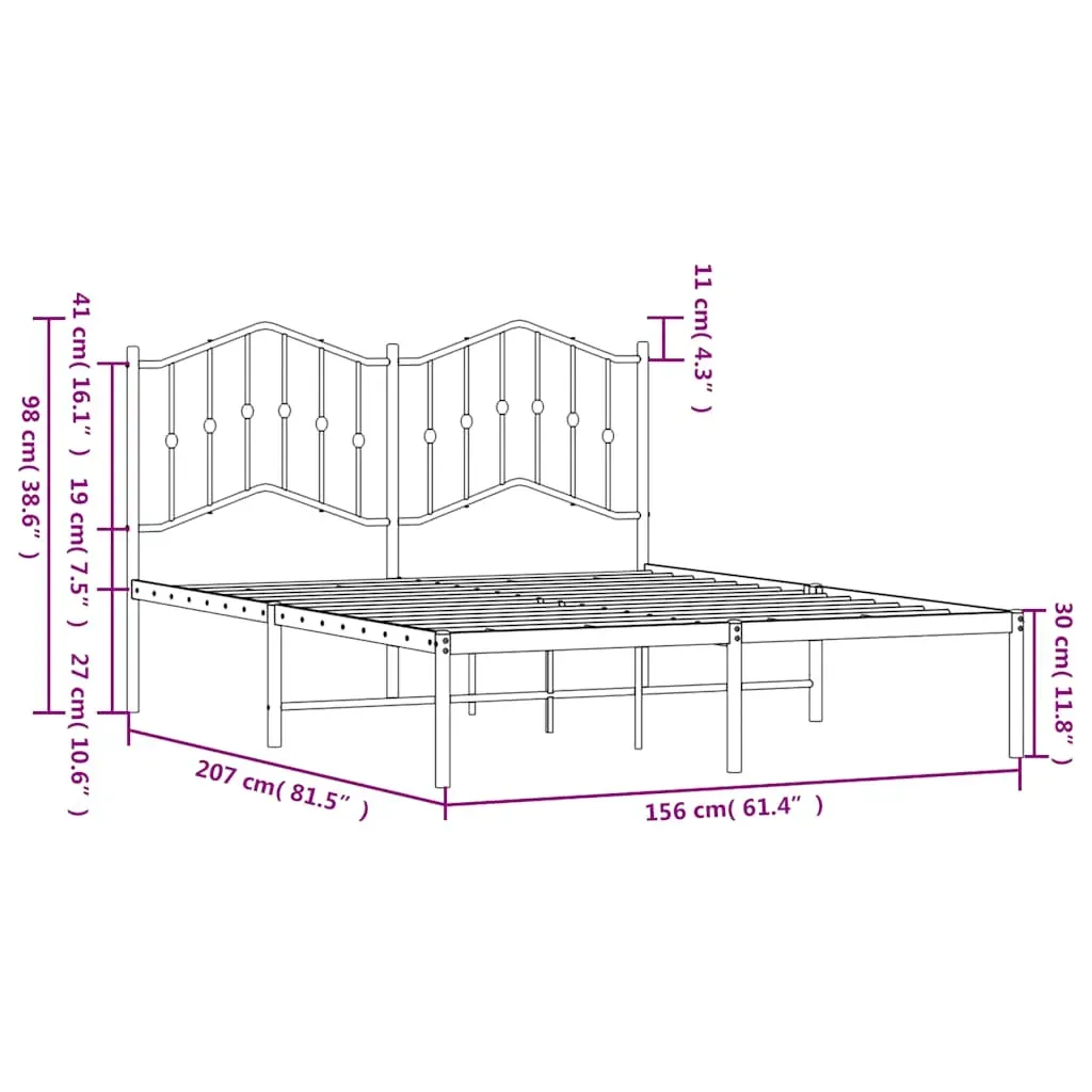 Metal Bed Frame without Mattress with Headboard White 150x200 cm Price