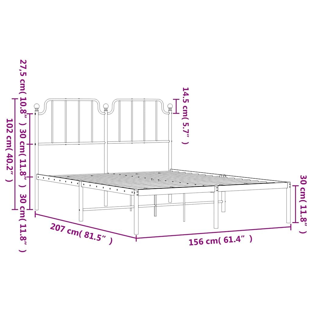 Metal Bed Frame without Mattress with Headboard Black 150x200 cm Price