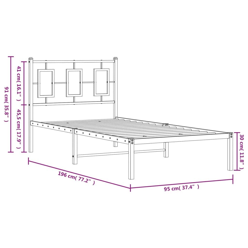 Metal Bed Frame without Mattress with Headboard Black 90x190 cm Price