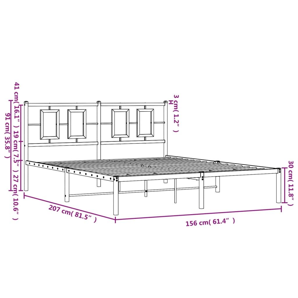 Metal Bed Frame without Mattress with Headboard Black 150x200 cm Price