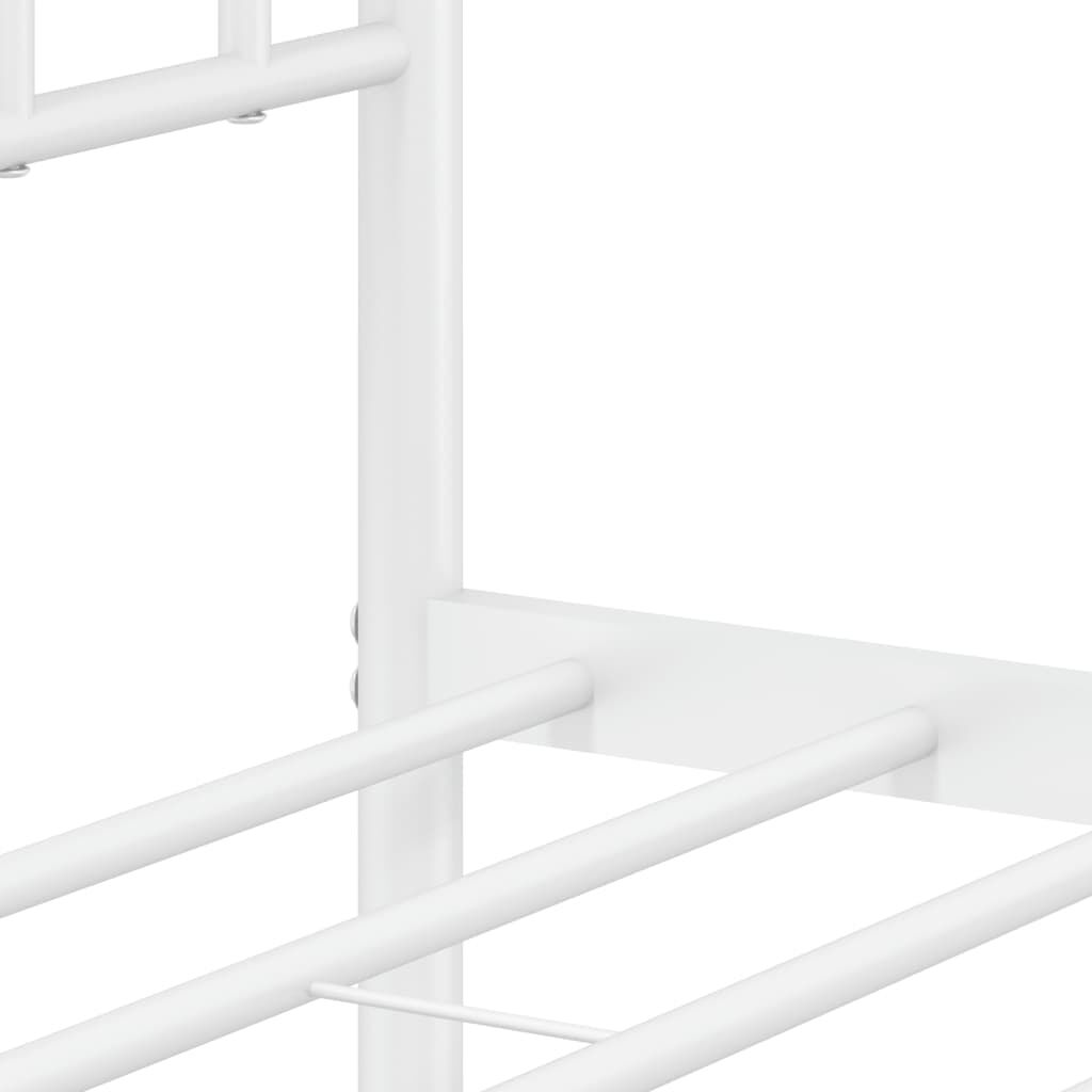 Metal Bed Frame without Mattress with Footboard White 135x190 cm Price