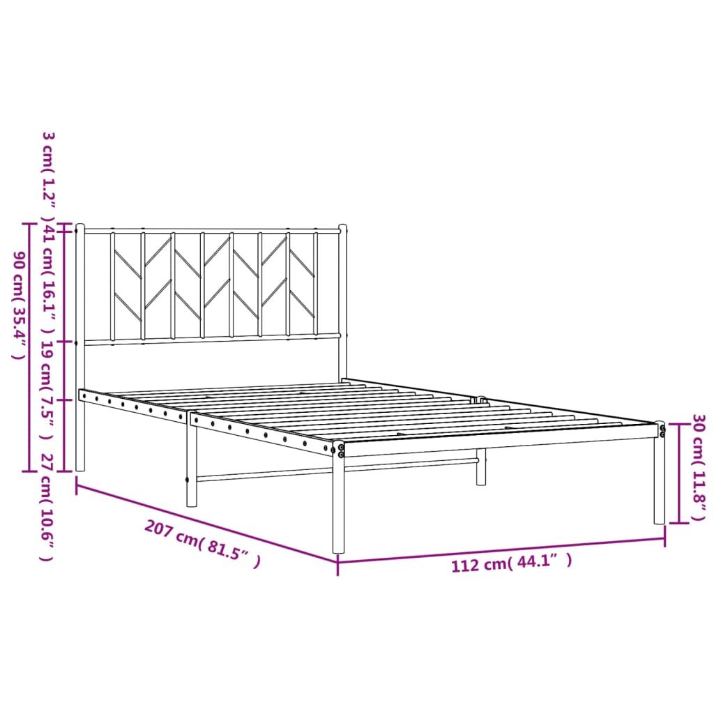 Metal Bed Frame without Mattress with Headboard Black 107x203 cm King Single Price