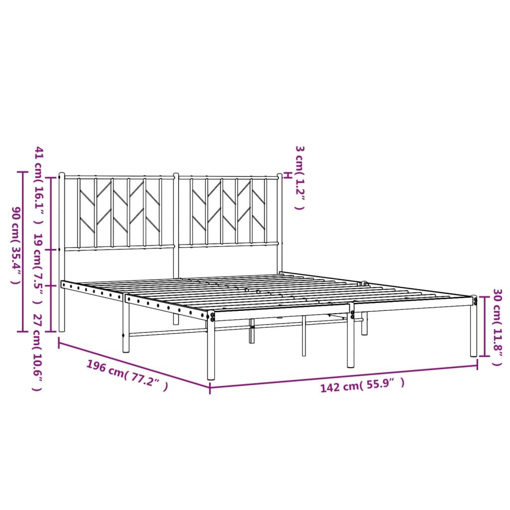 Metal Bed Frame without Mattress with Headboard Black 135x190 cm Price